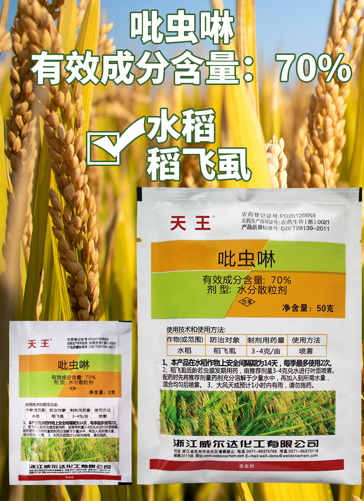 天王70吡虫啉果树花卉腻虫子蜜虫稻飞虱蚜虫农药杀虫剂2克50g