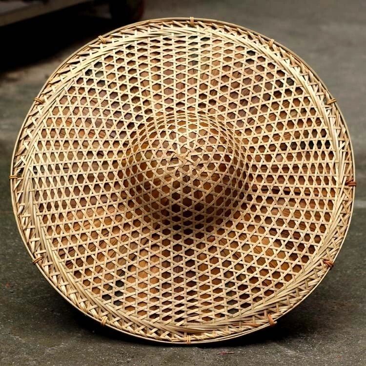 防晒防雨遮阳草帽海南竹子帽编织防水 竹编帽(43cm-45cm)圆顶【图片