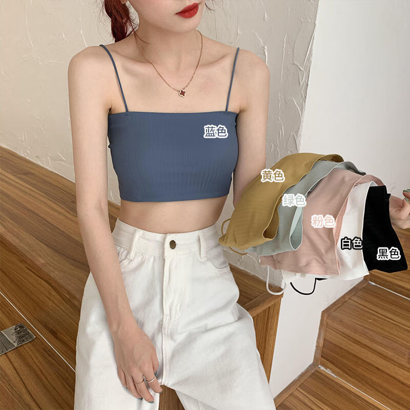 薄款文胸内衣女学生韩版初中生螺纹冰丝少女裹胸防走光抹胸吊带打底