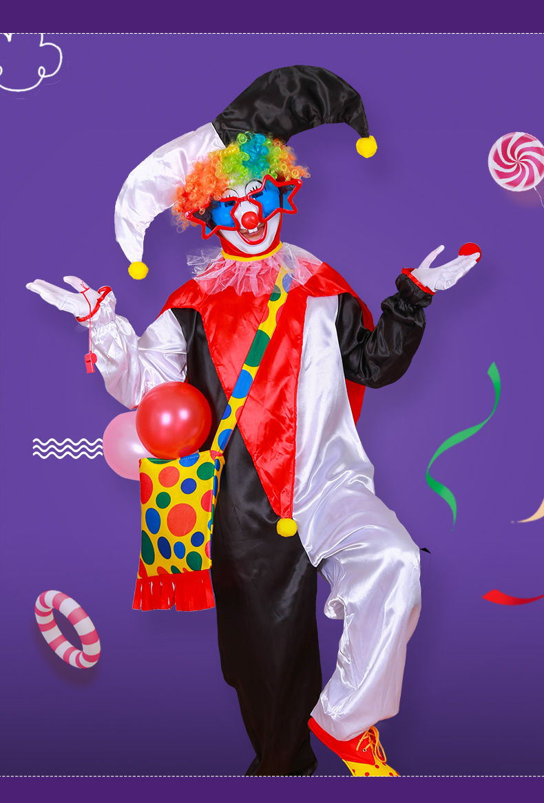 阁版小丑服装全套 元旦年会衣服圣诞节成人演出服女服饰装扮衣cos男