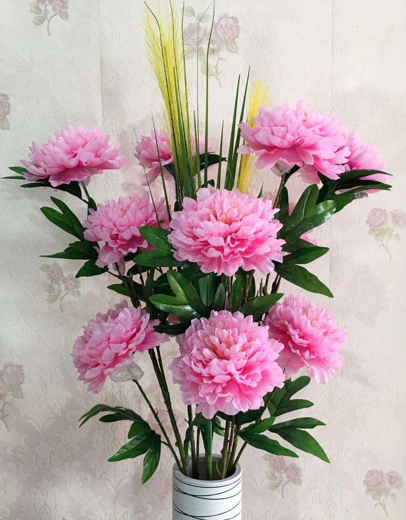 胶花仿真花装饰塑胶花摆件仿真牡丹花束落地客厅室内摆设件塑料绢花