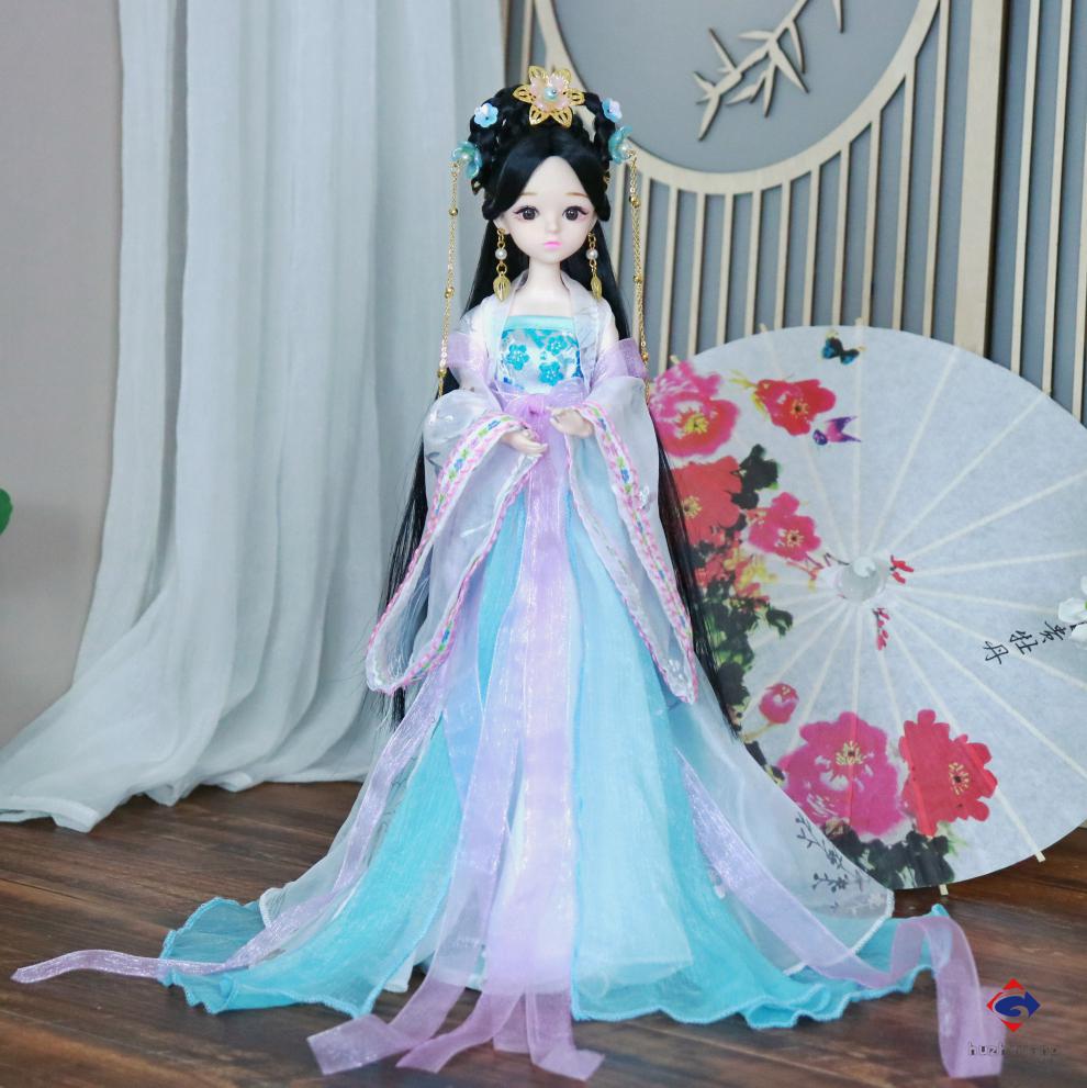 30厘米比芭比美娃娃古风古装古代红色汉服裙公主玩具人偶礼物配件儿童