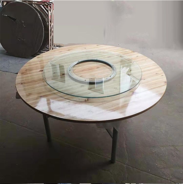 圆桌旋转台面酒饭店火锅转盘钢化玻璃空心家用方桌圆桌带转盘餐桌手动