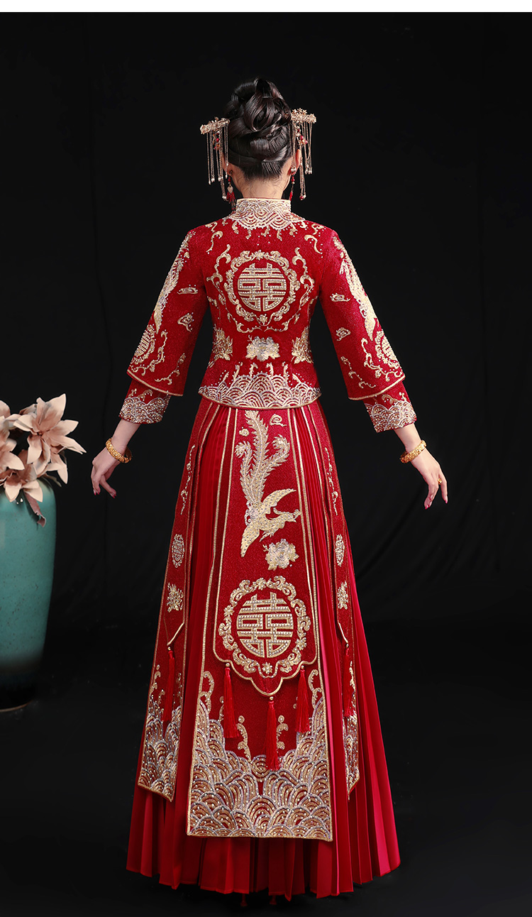 小个子中式新娘嫁衣矮个子秀禾服2022年新款修身禾服