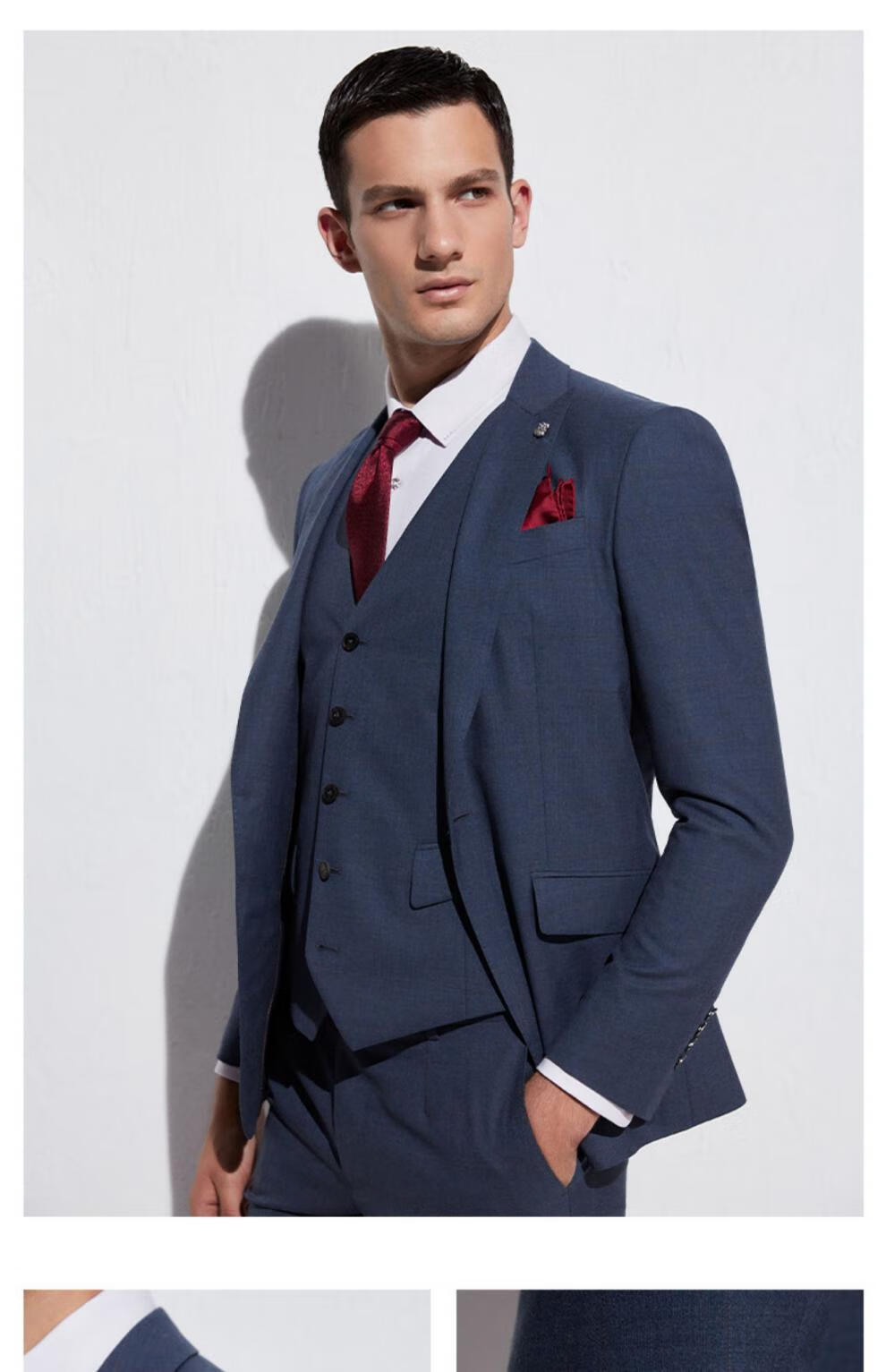 商场同款报喜鸟西装男单上衣2022春季新款商务正装西服双开叉羊毛格纹