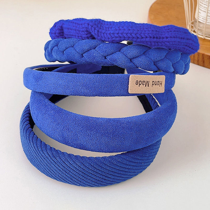 新品发箍克莱因蓝发箍女秋冬洗脸头箍捆蓝色毛绒韩式感发卡高颅顶头饰