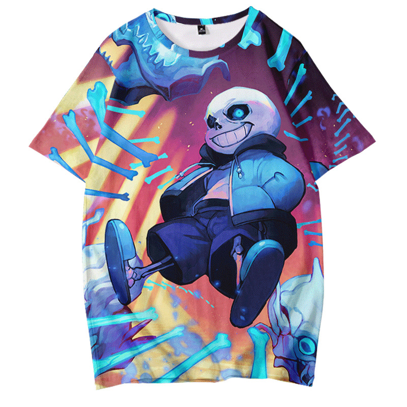 undertale传说之下短袖骷髅兄弟t恤sans周边圆领男女情侣游戏衣服h2 1