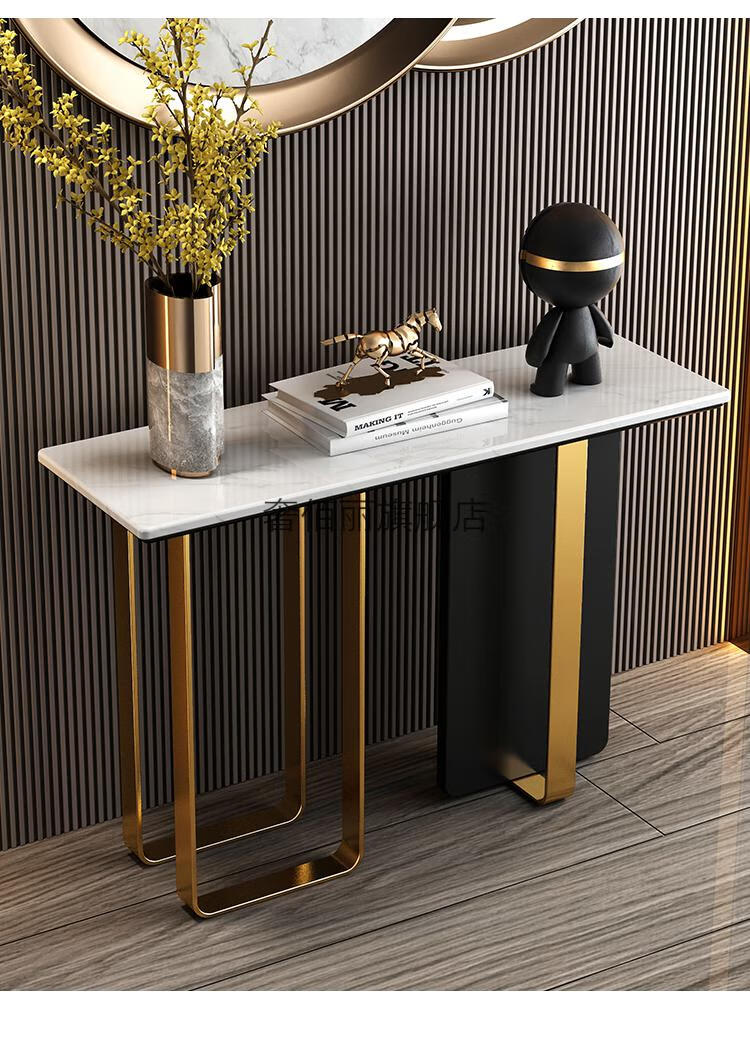 走廊玄关高端柜意式轻奢大理石玄关桌柜台现代简约客厅装饰靠墙入户