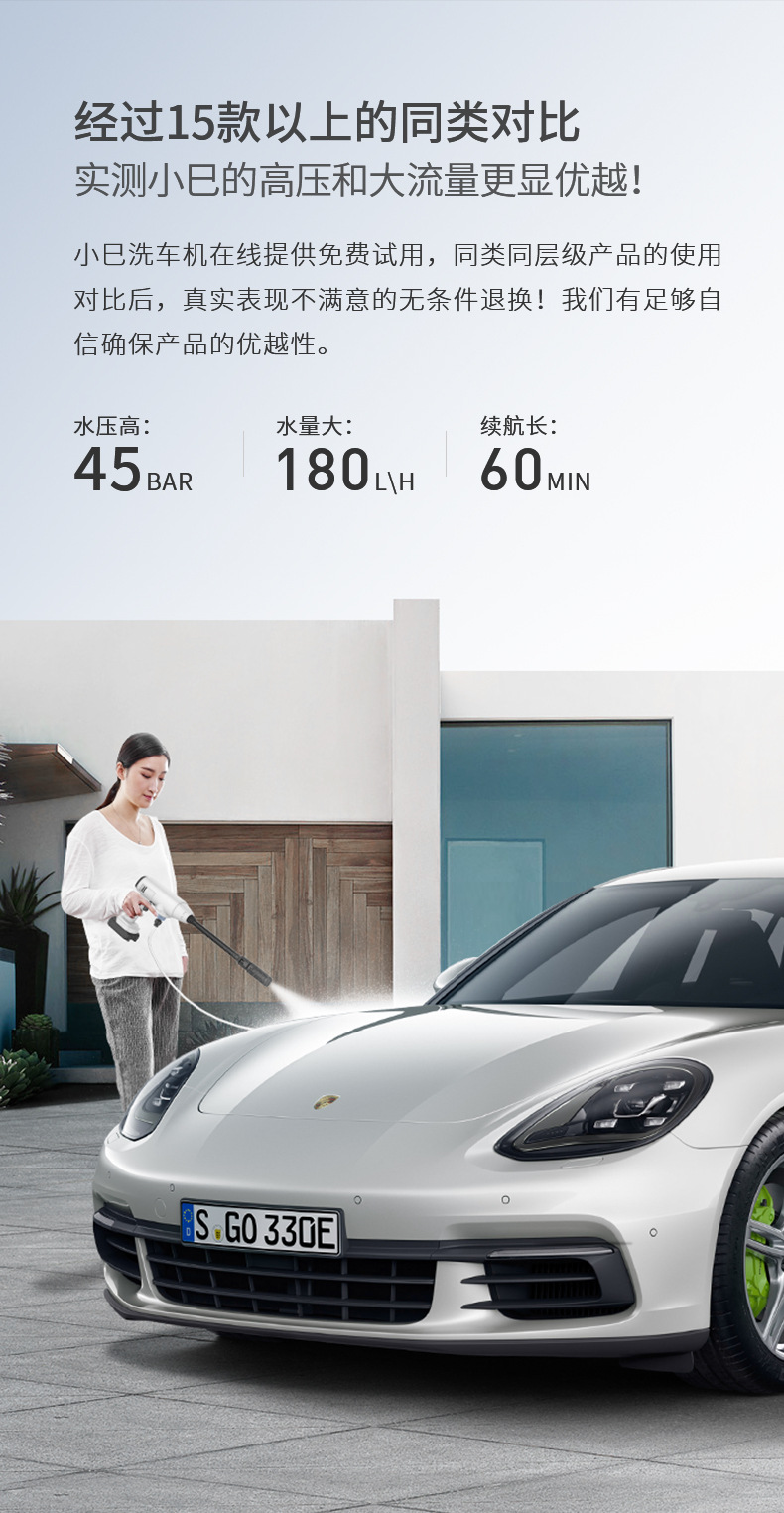 小巳洗车器锂电无线高压洗车机洗车机便携式家用充电洗车水枪黑色24vf