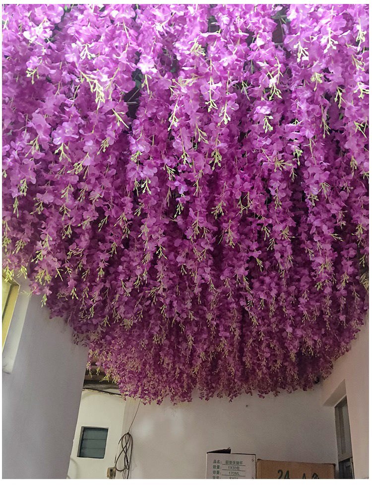 仿真紫藤花装饰挂花假花藤条紫罗兰室内婚庆吊顶塑料藤