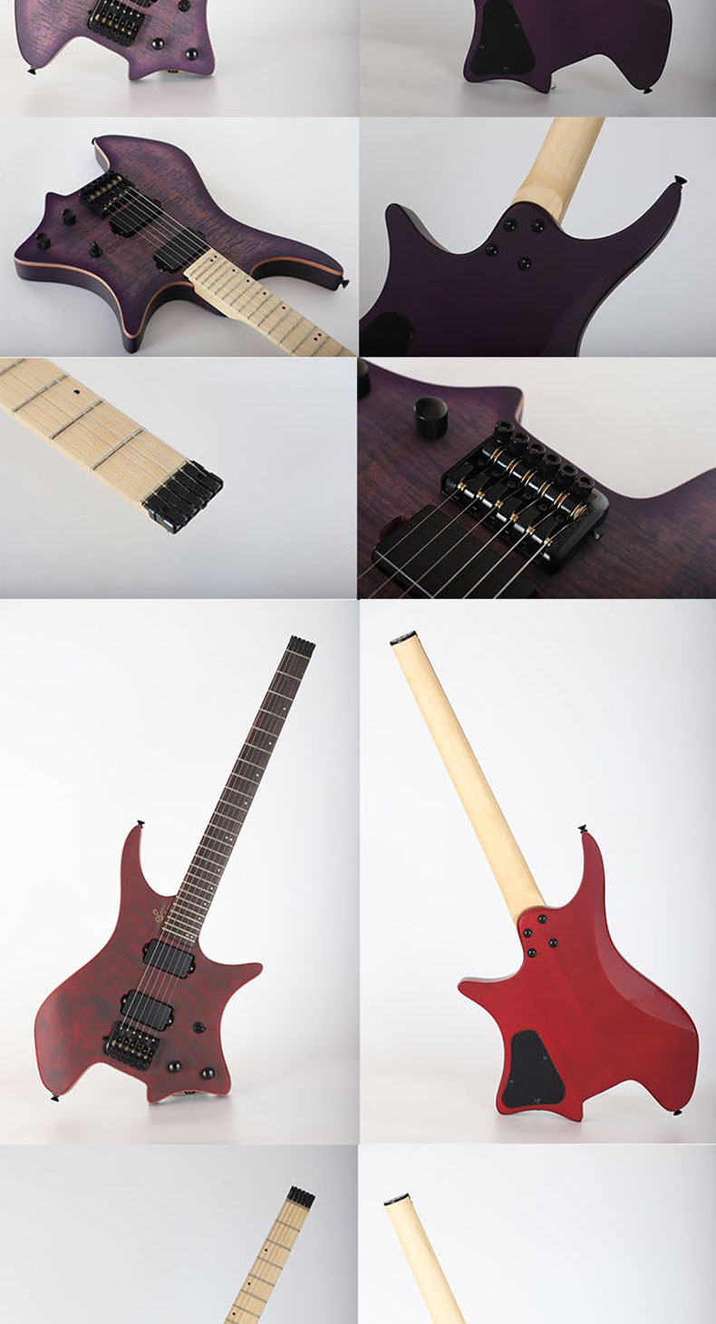 seed新手初学便携旅行黄贯中黄家驹24品无头电吉他金属摇滚吉他 黑色