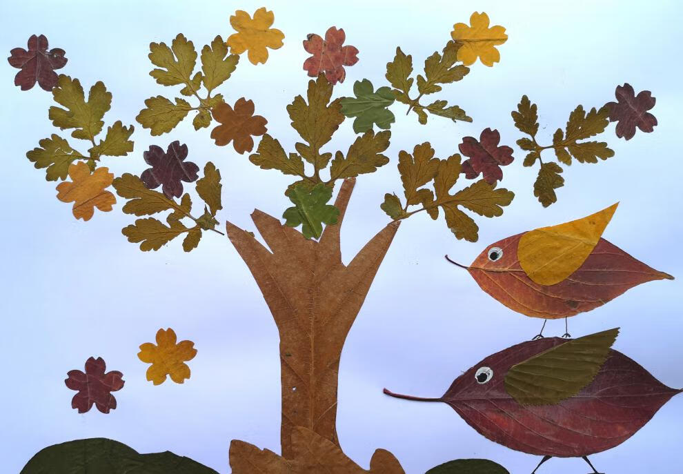 树叶贴画手工胶水树叶贴画幼儿园手工活动材料包小学生参赛作业半成品