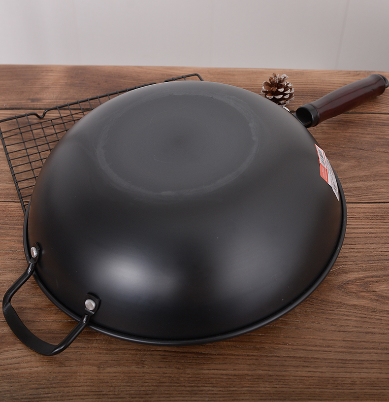 新升级中康铁锅中康高纯极铁炒锅家用老式圆底炒菜铁锅轻便无涂层不
