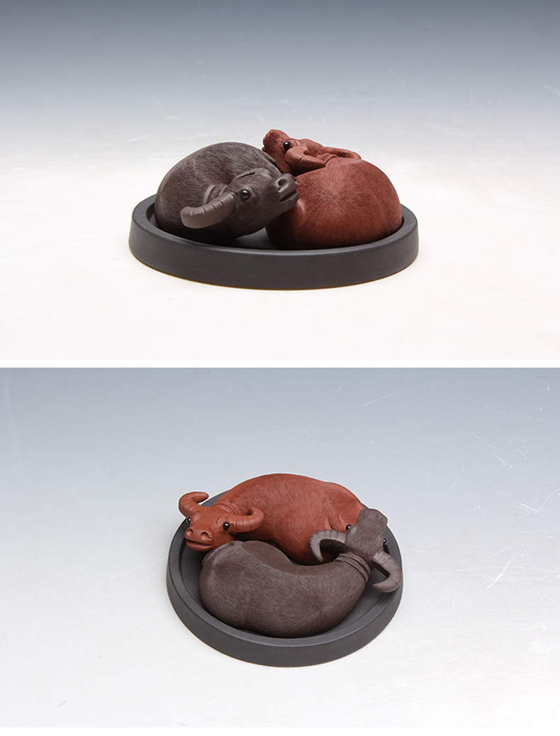 手工牛扭转乾坤摆件紫砂牛转乾坤茶宠摆件精品个性可养纯手工创意扭转