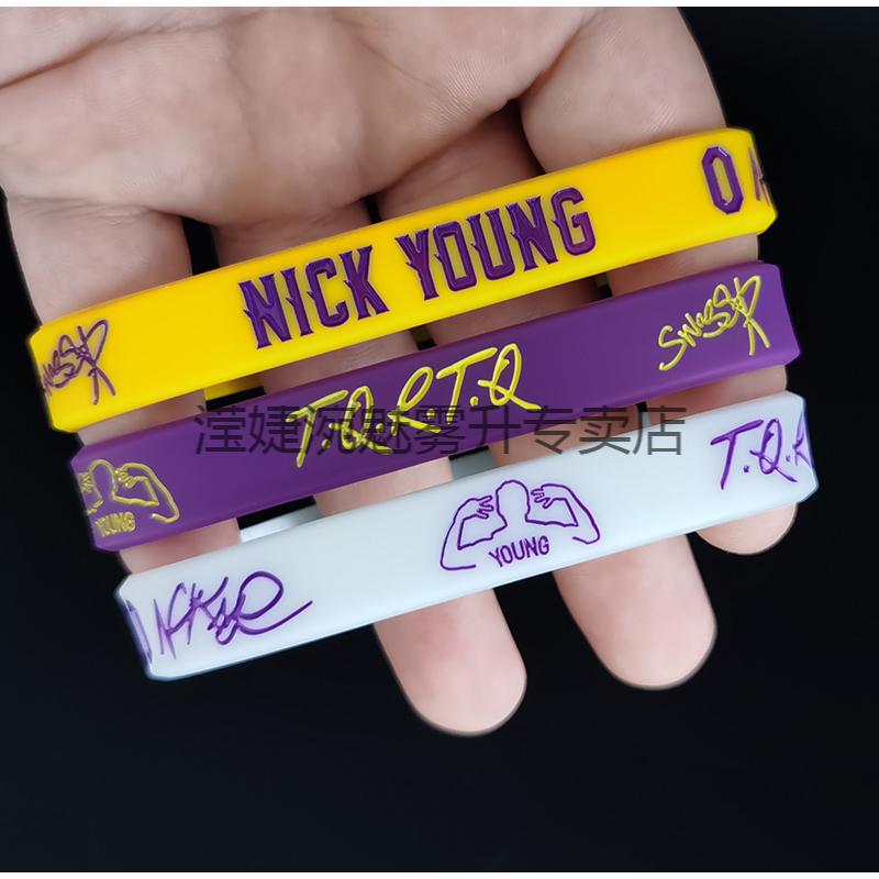 湖人nba湖人队0号尼克杨签名nba篮球运动夜光硅胶手环他强任他强学生