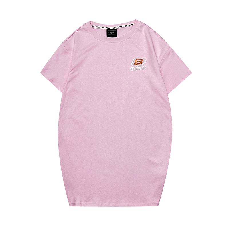 skechers斯凯奇t恤圆领休闲运动男女短袖衫fh320w108群青蓝fh320w10