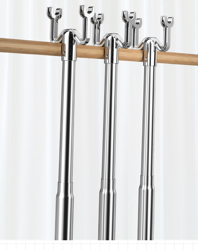 可伸缩衣叉杆不锈钢取挑衣杆铝合金叉子撑衣举衣晒衣收衣服衣叉头笼趣