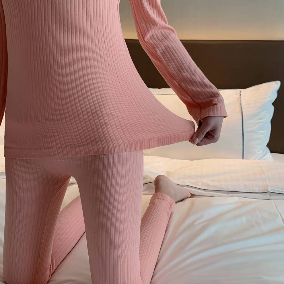 浪莎保暖内衣女学生紧身长袖低圆领秋衣秋裤套装棉毛衫棉毛衣裤内搭秋