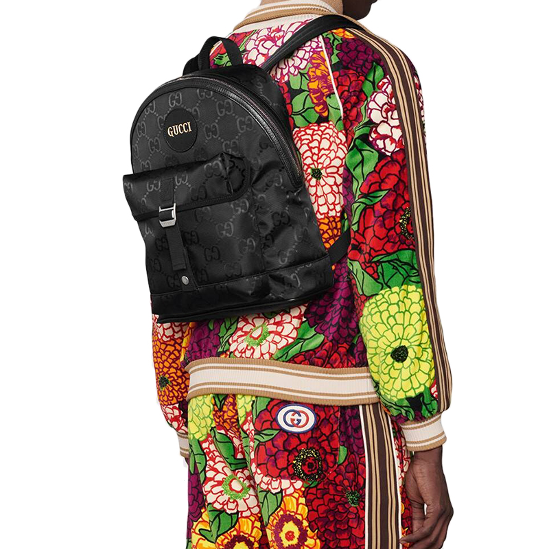 gucci古驰2021春夏新款offthegrid系列黑色gg细节尼龙男士双肩包6449