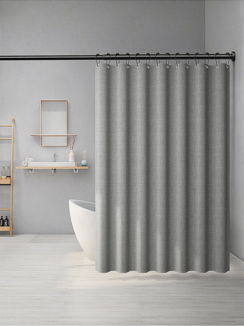 【品质好物】日式浴室浴帘套装卫生间厕所干湿分离防水免打孔加厚隔断