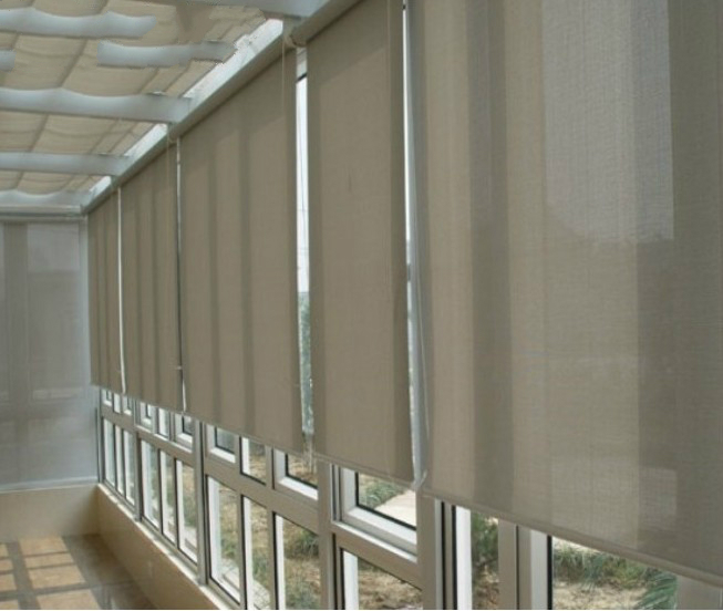 雅欧风尚办公室卷帘遮光遮阳隔热透气电动卷帘阳光面料工程帘503浅