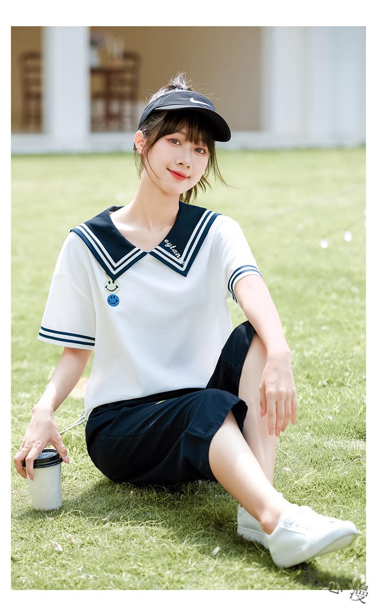 韩芯漫时尚运动套装女夏季七分运动裤女休闲套装宽松韩版少女夏装衣服