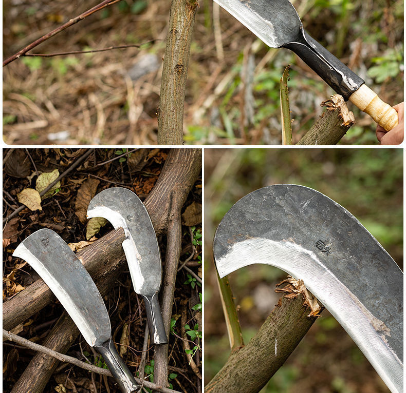 开山柴刀手工锻打砍柴刀锰钢砍树砍竹柴刀家用劈柴弯刀户外镰刀开山砍