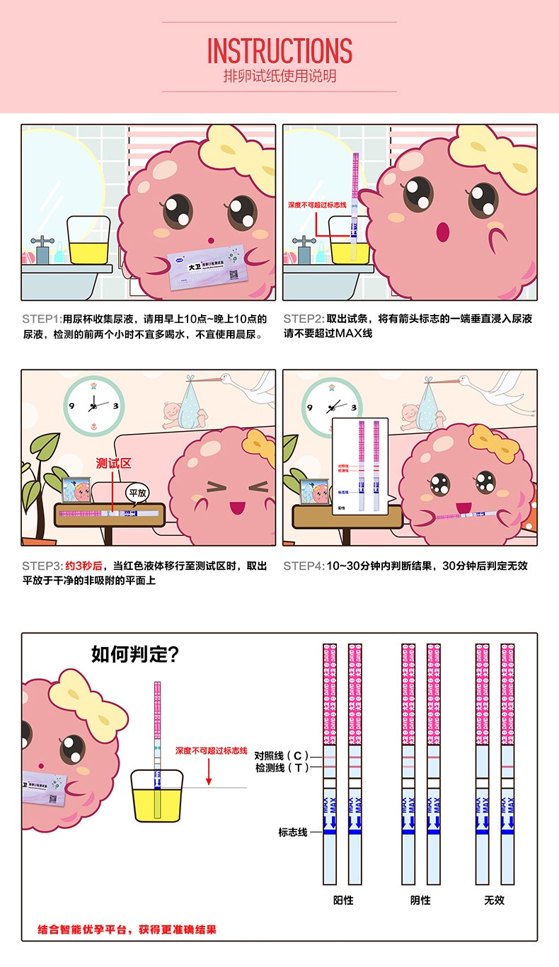 测排卵高精度试纸女性排卵期 锁定排卵期 测怀孕lh 大卫排卵试纸30条