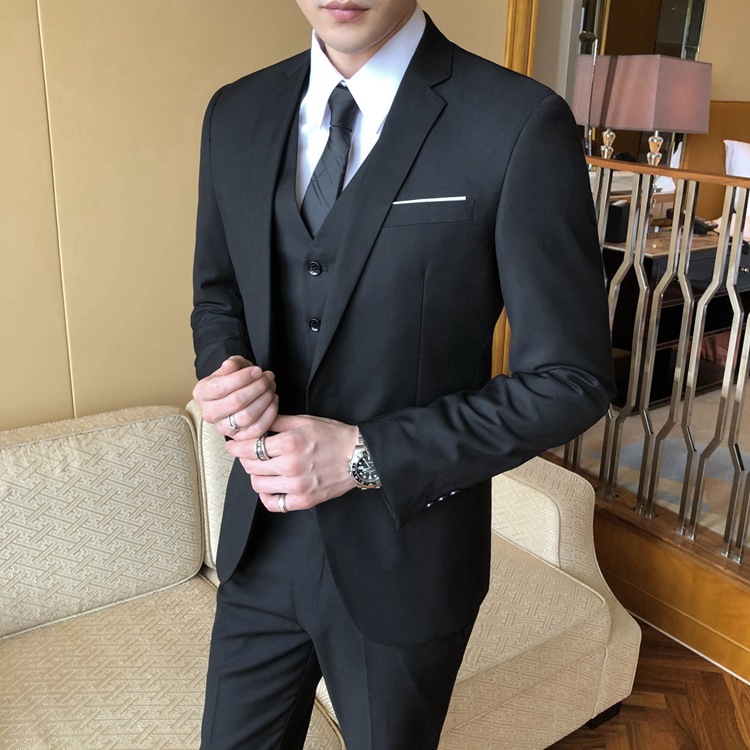 搜六六 西服套装男士外套商务休闲秋冬上衣伴郎服新郎结婚职业正装小