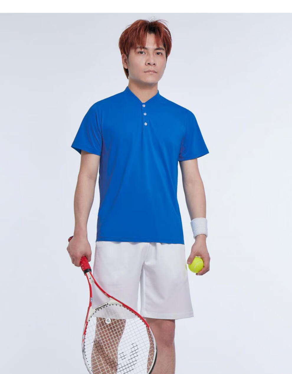 男款短袖t恤网球服速干t恤短袖网球衫运动服湖蓝色费德勒xl