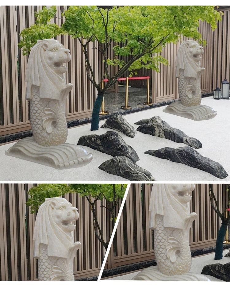鱼尾狮雕塑摆设玻璃钢家居装饰模型新加坡标志工艺旅游纪念品摆件 乳