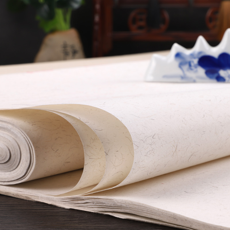 2022新款汪同和宣纸汪同和四六八尺煮锤豆腐麻宣纸水纹槽底仿古绿简堂