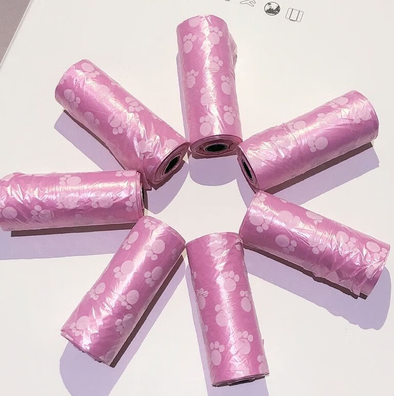 桌面垃圾桶车载垃圾桶专用一次性塑料垃圾袋印花款15只一卷粉色2卷