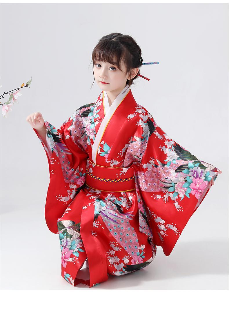 valorman儿童和服男女童万圣节传统浴衣小中大童民族风舞台演出黑色