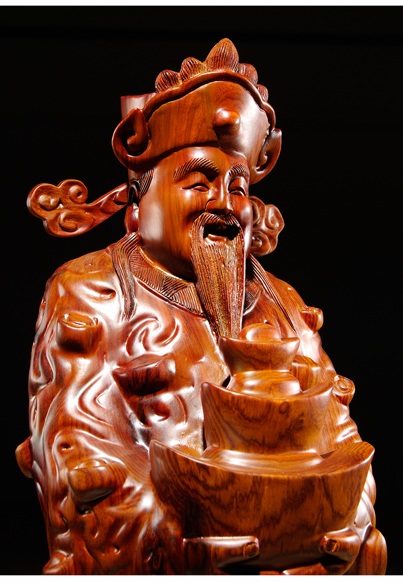梵粟黄花梨木雕财神爷佛像摆件招财风水文财神像家居供奉实木雕刻工艺