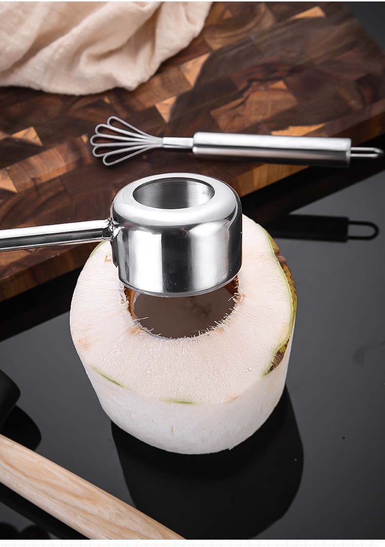 304不锈钢开椰子神器开椰器开壳器椰子刀壳工具椰青开孔开口器304钢开
