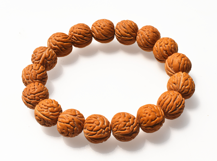 野生山桃核桃胡手串小众品种桃核龙纹佛珠男女文玩手把件单圈手链25cm