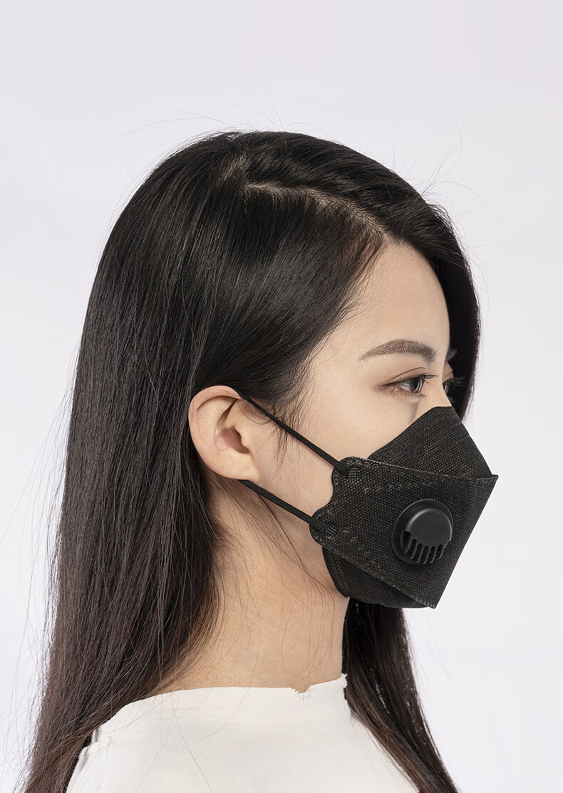 3d四层成人韩版黑鱼嘴型柳叶形口罩定制99熔喷4层白色有呼吸阀10只装