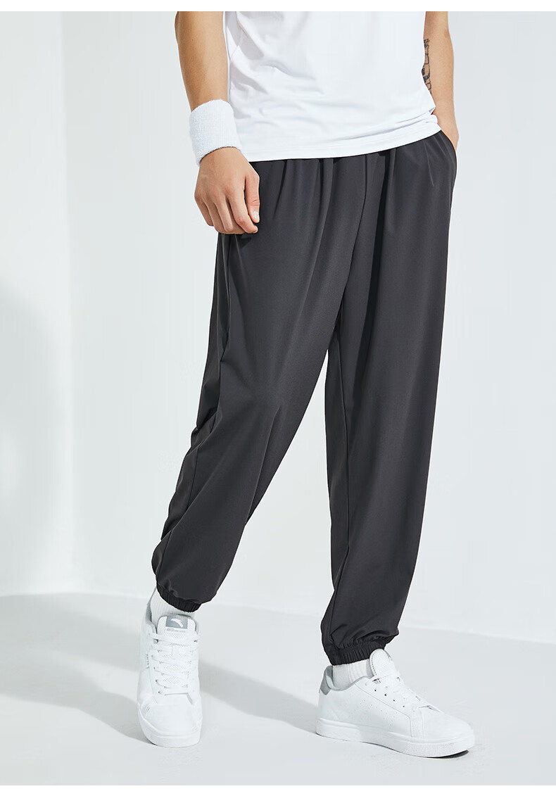 安踏梭织裤男士夏季新款运动针织九分裤速干宽松收口束脚长裤官方旗舰