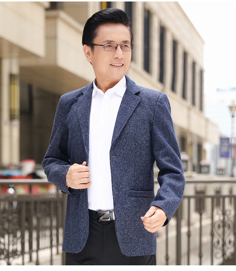 婚庆喜爸爸西装男中年人爸爸套装西服秋装外2021新款春秋季40上衣50岁