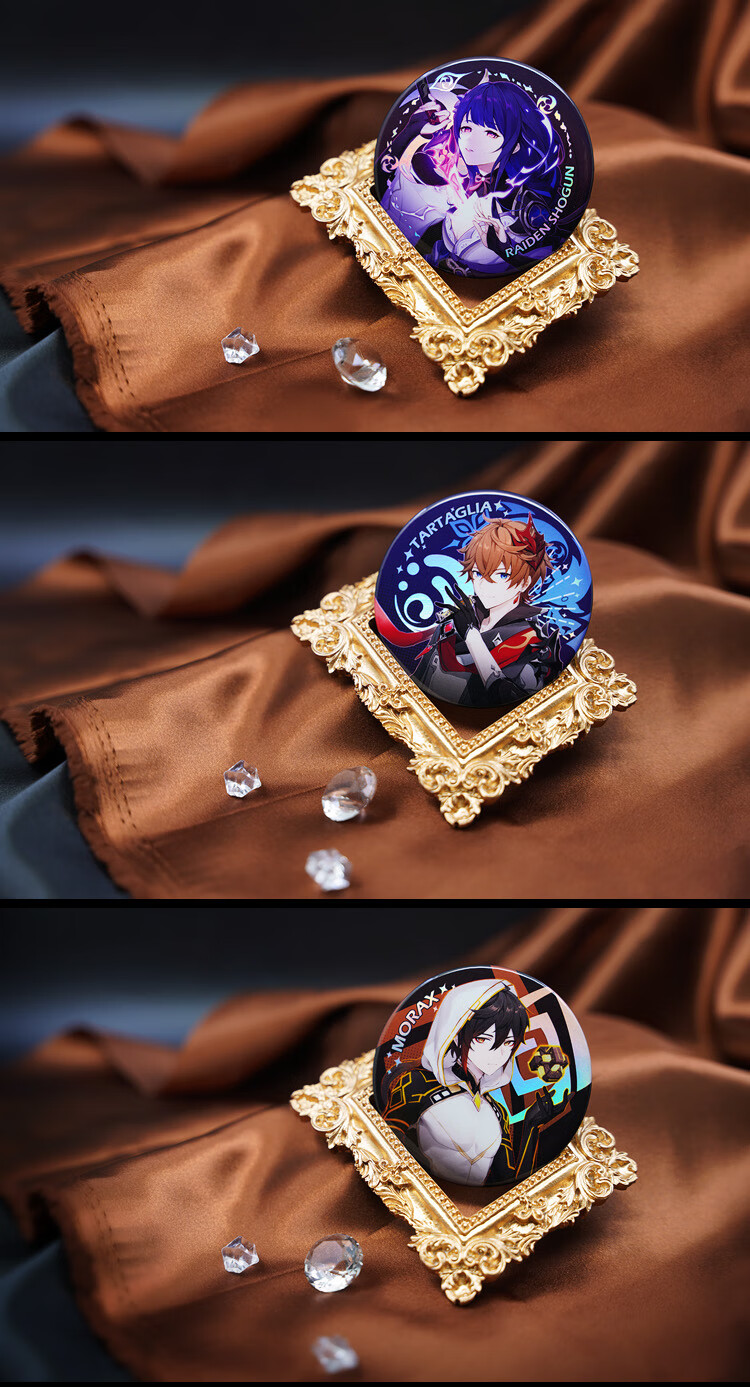 原神同人周边摩拉克斯巴巴托斯雷电将军公子万叶魈双闪吧唧徽章75mm双