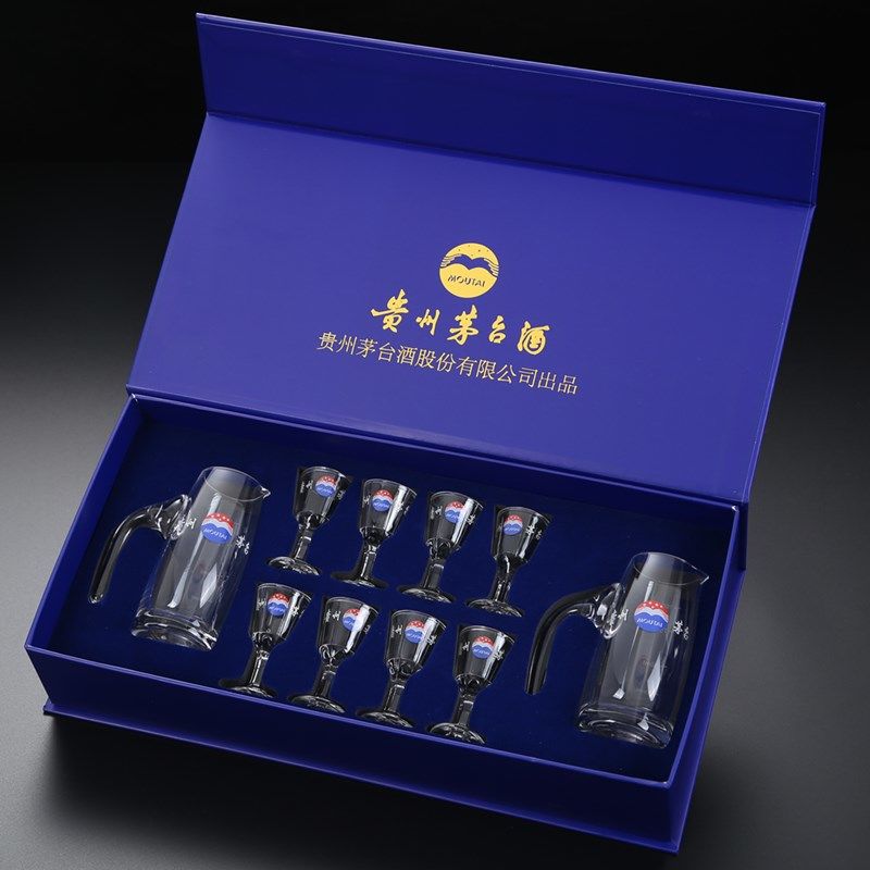 贵州茅台酒具套装茅台酒杯烈酒杯10ml品酒杯小号家用白酒杯酒红色1壶6