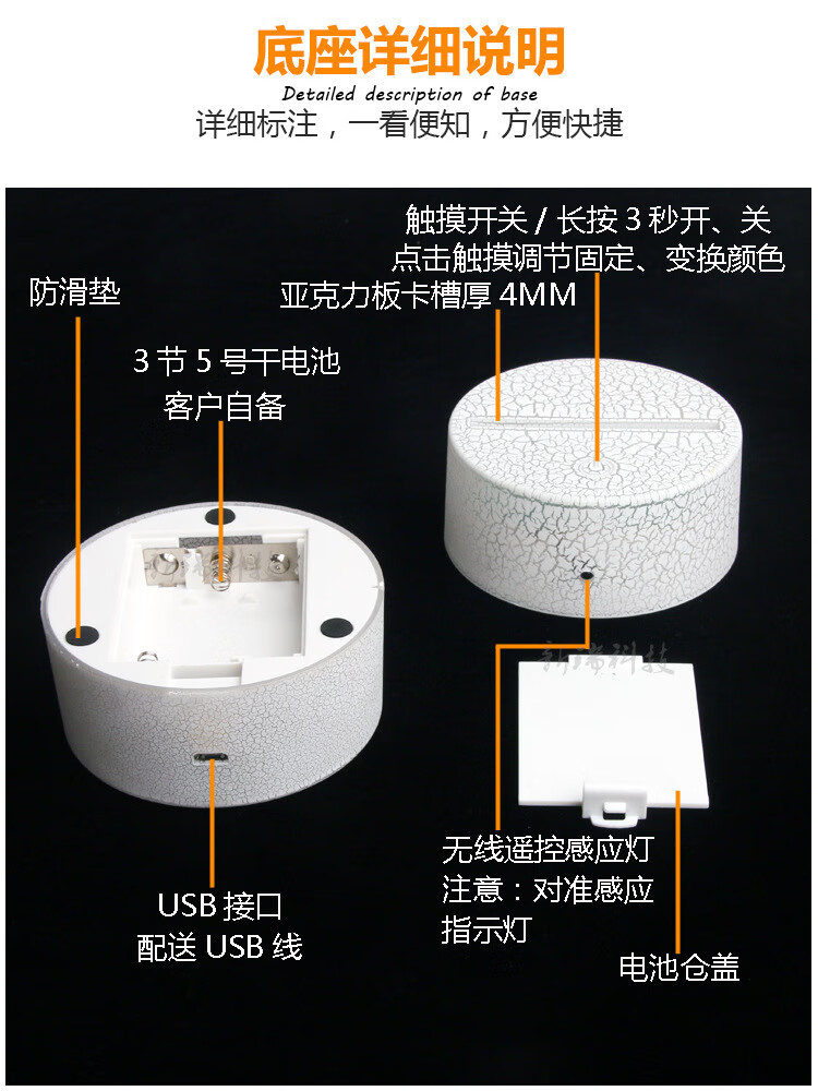 话筒创意led台灯小夜灯usbfridaynightfunkinpico215实木底座七彩触摸