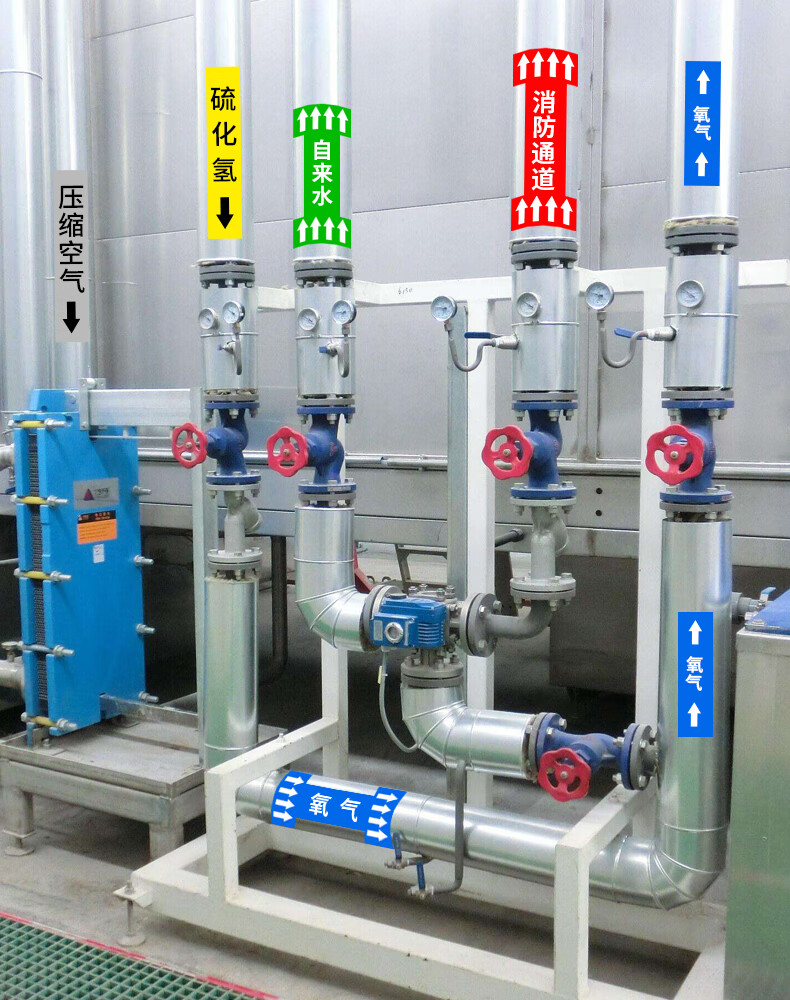 管道标识贴国标反光膜消防化工流向箭头工业管道消防管道标识牌标签