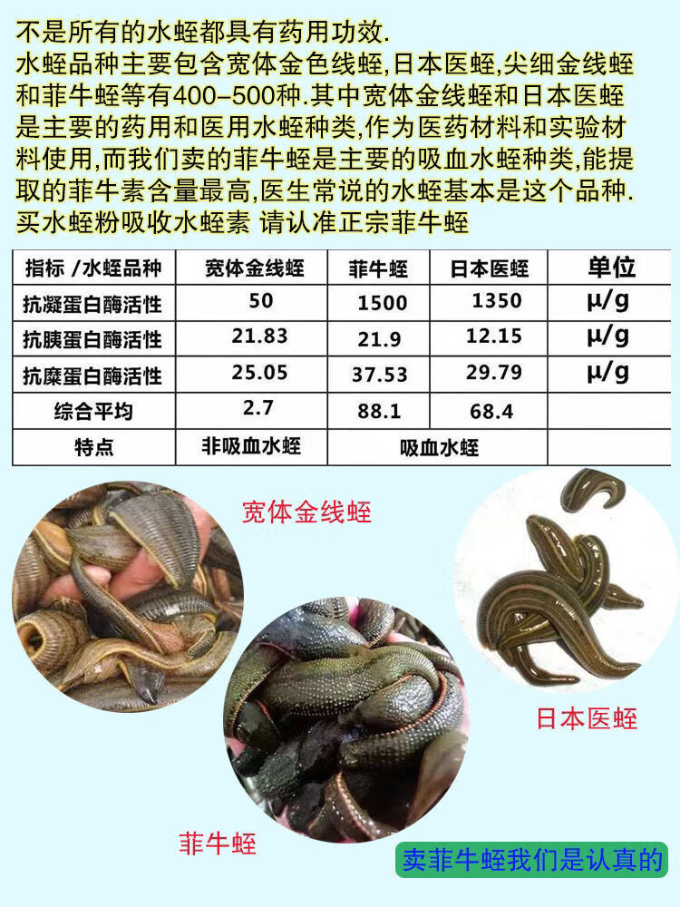 菲牛蛭冻干粉云南天然水蛭素水蛭粉蚂蟥素6盒30瓶 一盒6瓶试用装