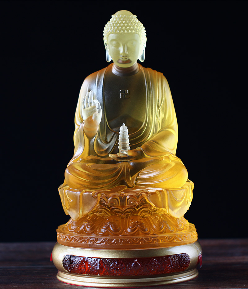 黛芙琪 琉璃托塔药师佛佛像摆件居家客厅佛堂寺庙桌面供奉光如来佛具