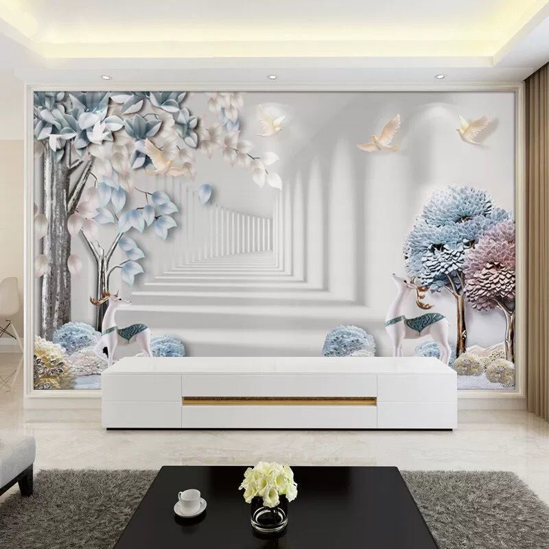 北欧2021电视墙背景墙大气6d客厅现代简约壁画8d几何墙纸款式218d晶雕