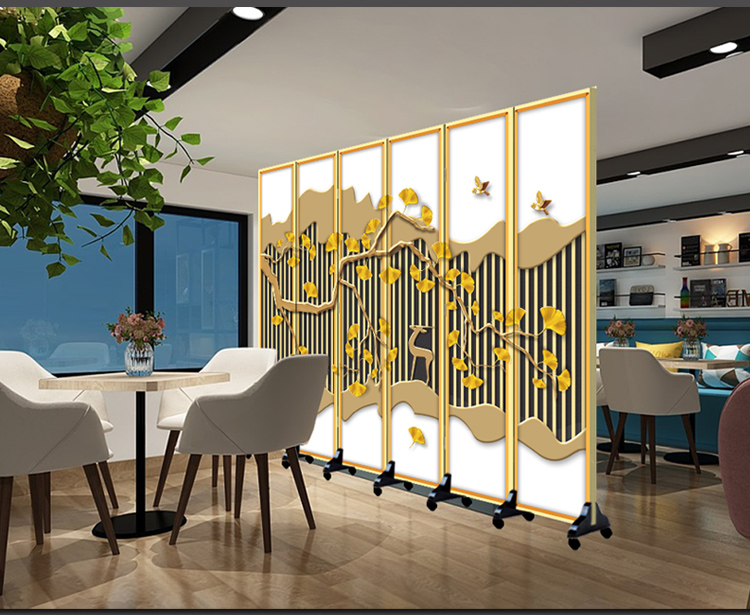 妞可思屏风中式客厅入户进门遮挡玄关办公室北欧现代简约折叠移动隔断