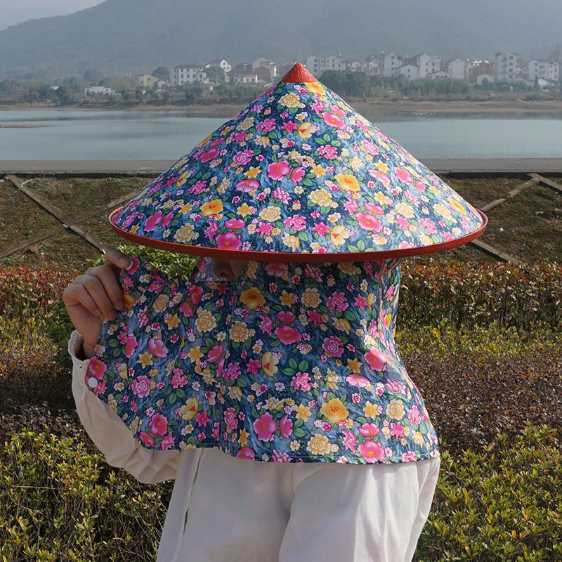 斗笠帽田园农民大沿防雨披肩竹编草帽夏季户外劳动遮