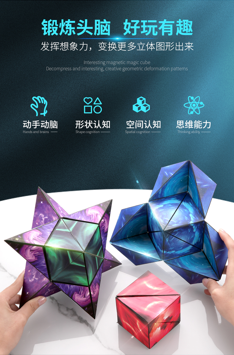 儿童立体几何磁力空间魔方3d百变磁性三阶思维训练益智异形玩具t1几何